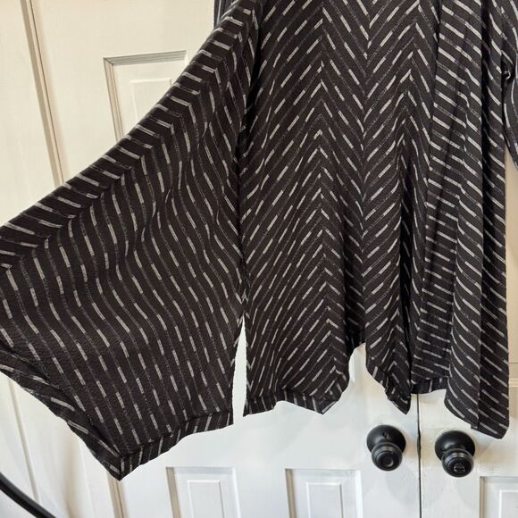 Habitat Crepe Open Shark Bite Long Thin Blazer Cardigan Modern Top Small Black - Picture 4 of 11